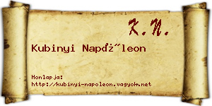 Kubinyi Napóleon névjegykártya